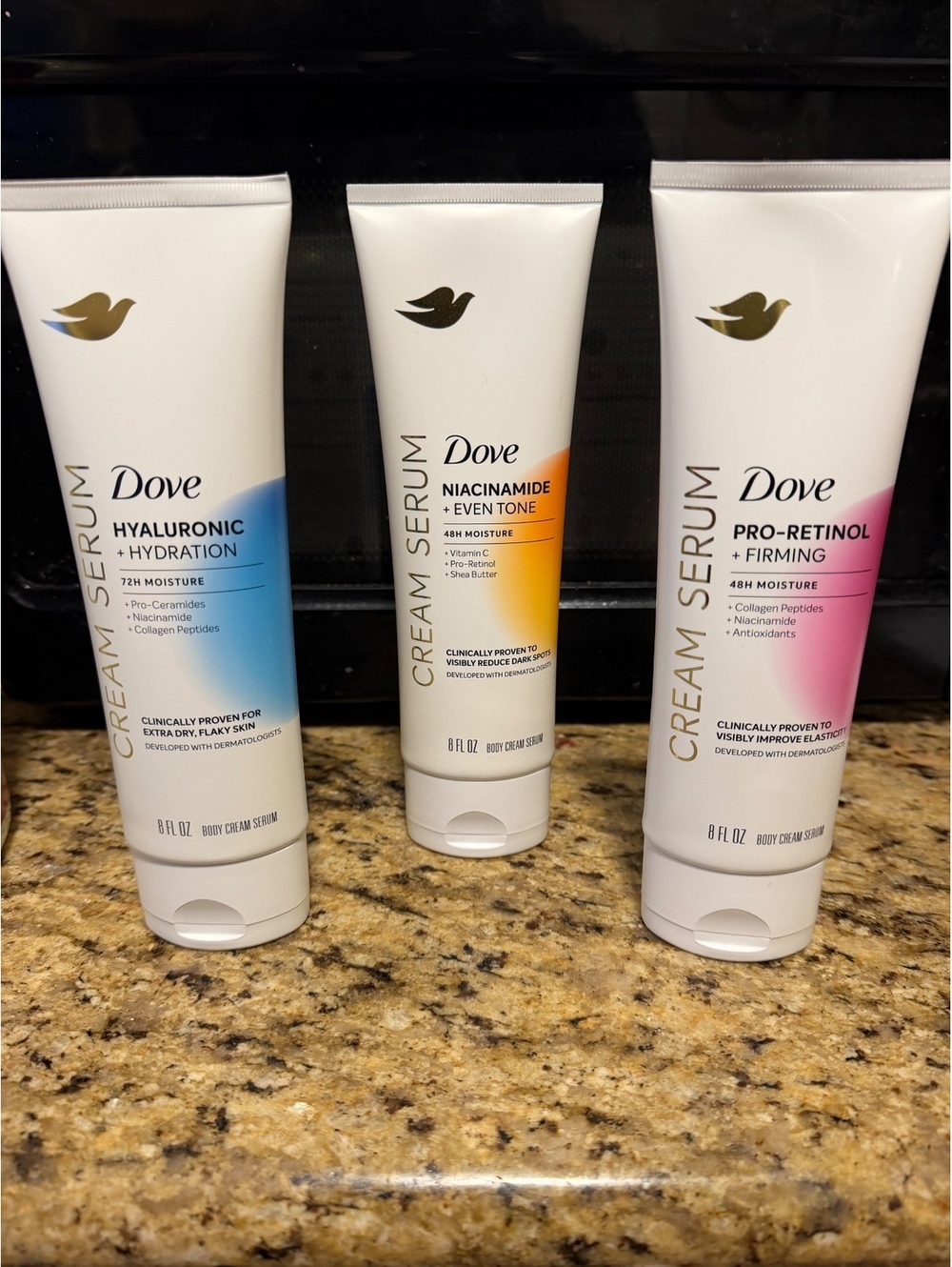 Dove Cream Serum Body Cream - Hyaluronic + Hydration, Niacinamide + Even Tone,